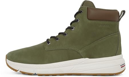 Tommy Hilfiger Uomo Stivali Bassi Light Hybrid in Pelle, Verde (Army Green), 44