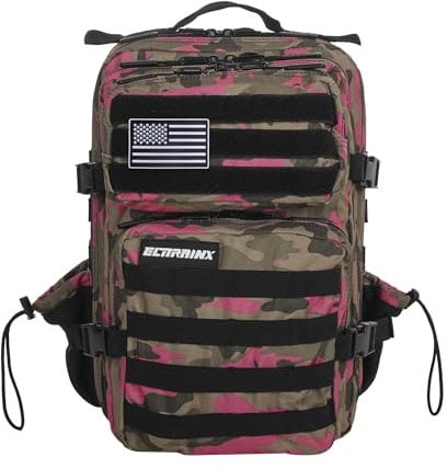 ELITRAINX Elitex Training Rucksack, 25 l, wasserabweisend, für Sport, Flugzeugkabine, Fitnessstudio, Computerfach, Oxford 1000D, Rosa Camouflage, 25 Litros