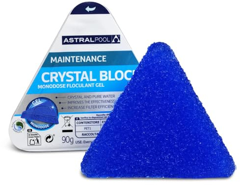 Astral Pool Crystal Block Flockmittel Gel 90 g - 1 Stück - Gegen trübes Wasser - Handlicher Dosierblock - Für klares Wasser - Entfernt Schwebstoffe