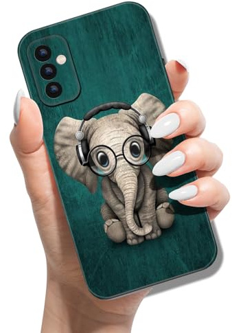 Handyhülle für Samsung Galaxy S24 Hülle Tier Muster Motiv Weich TPU Silikon Schwarz Case für Mädchen Jungen Dünn Slim Soft Cover - Elefanten