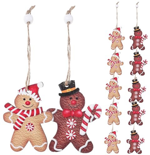 Ciieeo 1 Schachtel Weihnachtsbaum-anhänger Weihnachtsdeko Lebkuchenmann Christbaumschmuck Weihnachtsverzierung Weihnachtsbedarf Weihnachtsschmuck Lebkuchen-Ornamente Wohnkultur Holz
