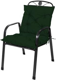 TexDeko® Garden Gartenstuhl Auflage Niedriglehner 100 x 50 cm Sitzkissen wasserabweisend Outdoor Rückenkissen niedrig Stuhlkissen hoher Komfort (Dunkelgrün)