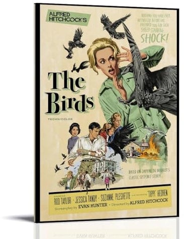 ijshndgn The Birds Poster, Vintage-Kunst, Raumdekoration, ästhetisch für Schlafzimmer, Wohnzimmer, Wände, ästhetisches Poster, 40 x 60 cm, Rahmenstil