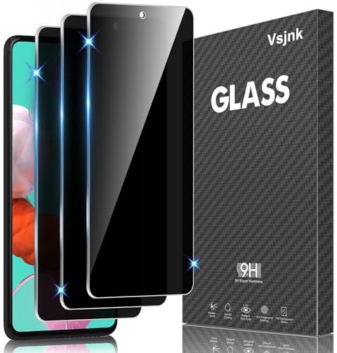 Vsjnk Verre trempé pour Samsung Galaxy A51 protector D'écran Anti-Espion, 3 Pièces Protection HD Vitre 9H Dureté Glass Anti-Rayures Compatible avec Galaxy A51