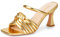 Dumjey Sandali da donna con tacco dorato, con tacco, con cinghia, con punta quadrata, da infilare, eleganti scarpe da festa, gold, 37 EU