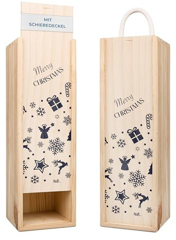 Amari ® Personalisierte Weinkiste aus Holz – Holzkiste mit Deckel - Hochwertige Holzbox für eine Weinflasche, Wein Geschenk, Weinbox, Geschenkbox
