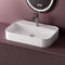 EMKE Lavabo para montar 50x40x11 cm, Lavabo de cerámica para baño, Blanco brillante, diseño moderno y minimalista, ideal para baño y WC