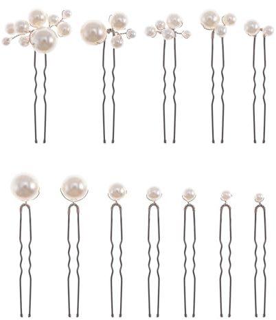12 Pieces Bridal Hair Accessories Pearl Wedding Hair Pins Handmade Bridal Hair Pins for Wedding Brides Women Girls