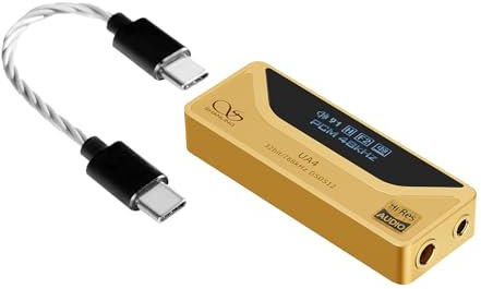 SHANLING UA4 Headphone Amplifier,Portable USB DAC AMP,Support MQA 16X,768kHz DSD512,High Driving Power for Android/iOS/Mac/Windows,dongle Volume Control,3.5/4.4mm up to 237mW@32Ω Output (Golden)