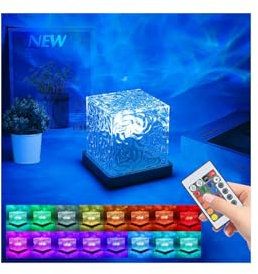 Wave Lamp, Ocean Lamp, LED Nachttischlampe, 16 Farben RGB Tischlampe mit USB-Projektor, Romantisches Dimmbares Ambientelicht für Schlafzimmer,Ozeanwellen Kinder für Geschenk Party
