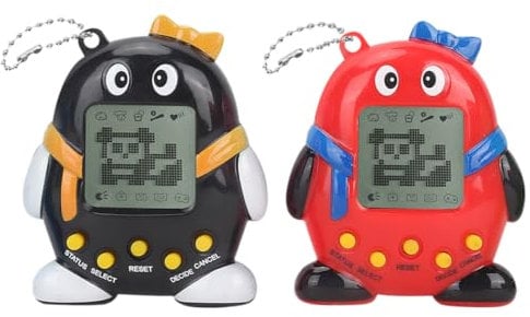 NHQZ 2 Pièces Machine à Jouer Electronique pour Animaux de Compagnie, Console de Jeux Portable Virtuelle pour Adultes et Enfants (Noir/Rouge,B)