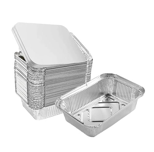 Zymjzbetic 30 stücke Aluminium Pfannen Alufolie Pfannen mit Deckel Pfannen Zinn Lebensmittel Lagerung for Kochen/Backen zum Kochen, Backen, Braten, Grillen