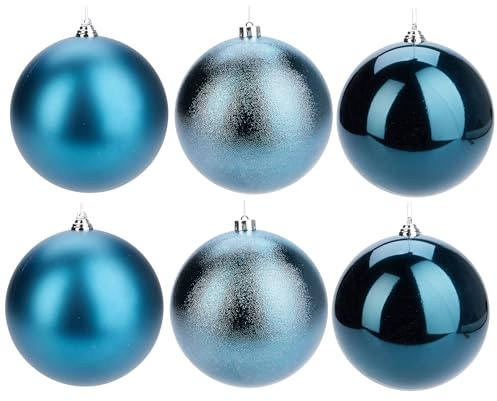 6 x Weihnachtskugeln aus Kunststoff Ø 14 cm - Mineralblau | Wetterfest frostsicher - Christbaumkugeln für Innen und Außen - Weihnachtsbaumkugeln Kunststoff