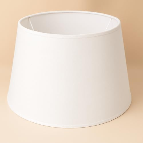 40 cm Pantalla, Cono, Tela de Algodón, respaldo de PVC Blanco, Producto Hecho a Mano, para Lámpara de Mesa, Lámpara de Pie (Blanco)