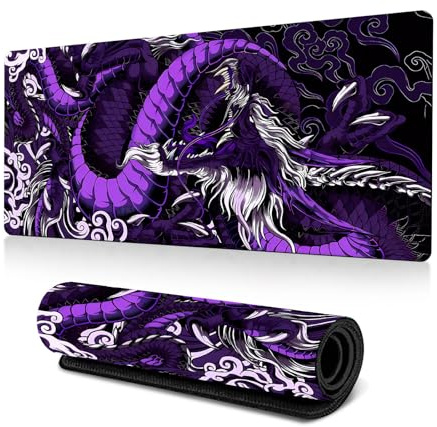 Tapis de souris - Dragon oriental - Grand tapis de clavier de jeu animé - Décoration de bureau - Accessoires de bureau
