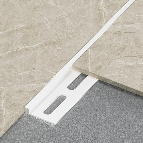 Coayuou Bordure Carrelage Profil Finition 100cm* 3 Pièces Baguette Aluminium Design Raffiné pour Parquet Et Carrelage, S’adapte À Tous Types De Pièces, Modernisez Vos Espaces(White,15mm)
