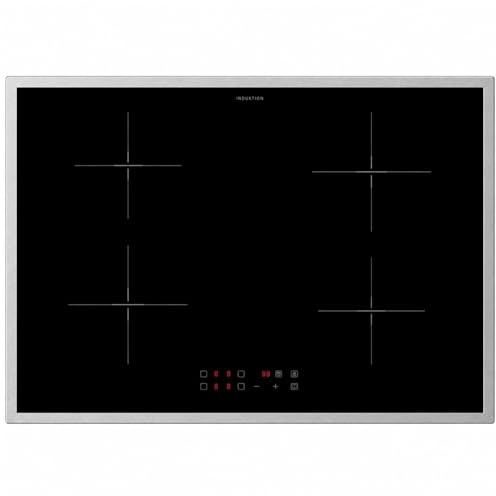 Oranier Induktionskochfeld 80 cm autark - Kochfeld mit umlaufenden Edelstahl Kochfeldrahmen, 4-fach Booster, Timer, LED Anzeige rot, Topfgrößenerkennung & Touch Control Steuerung