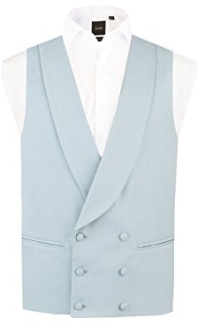 Dobell Mens Duck Egg Blue Morning Suit Wedding Waistcoat Regular Fit Shawl Lapel Double Breasted-XL (46-48in)