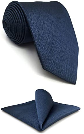 Shlax&Wing Geschäftsanzug Krawatte Herren Solid Blau Classic Set (Dünne 147cm6cm + Einstecktuch)