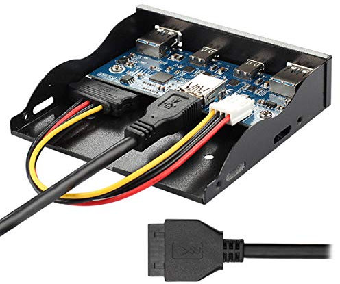 Cablecc Câble USB-C et USB 3.0 HUB 4 ports du panneau avant vers la carte mère 20 broches pour baie de disquette de 3,5