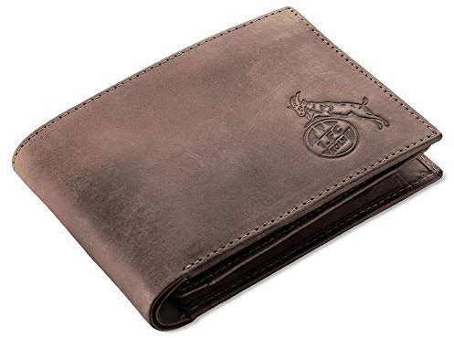 1. FC Köln Ledergeldbörse braun, Geldbörse Vintage-Design Portmonee, Geldbeutel Herren - Plus Lesezeichen I Love Köln