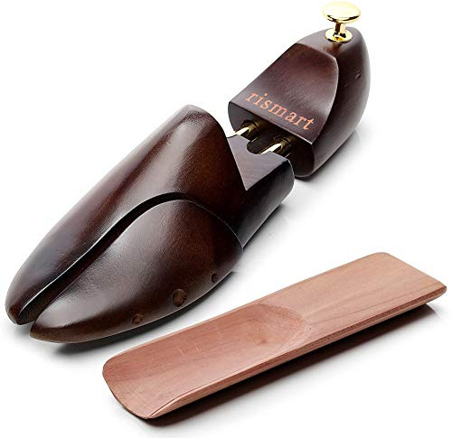 rismart Legno Tendiscarpe, Scarpe Barelle Shaper include Calzascarpe (Caffè, EU44 /1 Coppia)