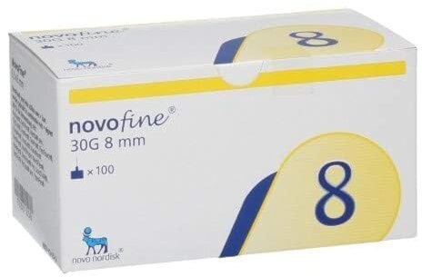 Novofine 30G 8 mm - Aguja de Máquina de Coser - 100 Unidades - Compatible con Lana, Seda, Poliéster, Cuero, Viscosa, Acrílico, Ante, Lino, Algodón, Cuero Sintético - Punta Afilada - 8 mm