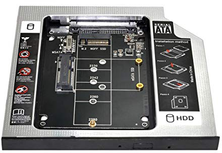 Xiwai MSATA NGFF B/M-Key SSD auf Slimline SATA 13Pin Caddy Case für 9,5 mm Universal Laptop CD/DVD-ROM Optical Bay