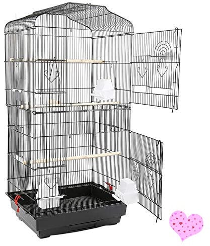 Vogelkäfig,Vogelvoliere,Voliere,Vogelhaus,Papageienkäfig,Tierkäfig,Käfig,Sittichkäfig,Vogel,Nagerkäfig,klein Metall Vogelvoliere,für Nymphensittiche, Papageien, Tauben, Sittiche, Finken(46*36*92cm)