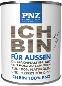 Das PNZ-Öl für Außen | mit über 95% nachwachsenden Rohstoffen | Made in Germany | Holzdeck, Holz-Terrasse, Fenster, Türen, Gartenhäuser, Spielgeräte, Gebinde:2.5L, Farbe:pfeffer