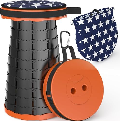 ALEVMOOM Tabouret Pliant Portable avec Coussin,Tabouret de Camping pour Adultes,Tabouret de Camping Télescopique Tabouret Pliable pour La Pêche BBQ Intérieur Activités Plein Air Charge 440 LB