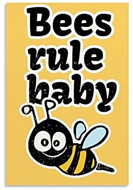 SMWY Poster mit Tiermotiven Bees Rule, auf Leinwand und Wandkunst, Kunstdruck, modernes Familienschlafzimmerdekor, 30 x 45 cm