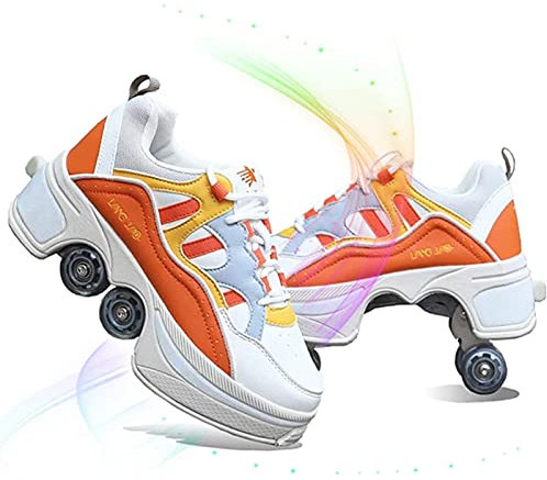 ZHYX Deformation Schuhe Pulley Ice Skates Verformung Schuhe Automatische Inline-Skates Roller Schuhe Skateboard Schuhe Outdoor Sports Rollschuhe,Orange-39