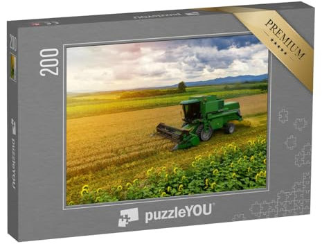 puzzleYOU: Puzzle 200 Teile „Mähdrescher bei der Arbeit auf dem Weizenfeld Arbeiten, Landwirtschaft“ – aus der Puzzle-Kollektion Traktoren
