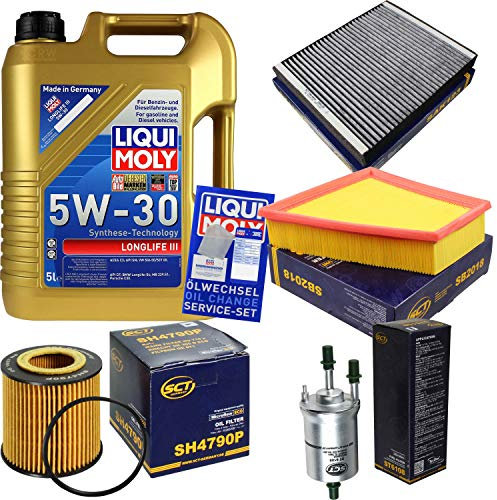 QR-PARTS 69392494 Filter Set Inspektionspaket 5 Liter Liqui Moly Motoröl Longlife III 5W-30 SCT Germany Innenraumfilter Kraftstofffilter Luftfilter Ölfilter