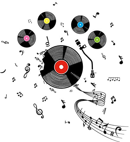 OLYCRAFT Musik-Registerkarten Musiknote Wandtattoo Musiknoten Wandaufkleber Kreative Abnehmbare Wandtattoos Musiknoten Wandaufkleber Für Musikstudio Tanzzimmer Schlafzimmer Kunstdekorationen-39x80cm