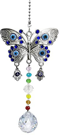 Sonnenfänger zum Aufhängen für Fenster mit Kristallkugel, zum Aufhängen, Schmetterlings-Sonnenfänger für Garten, Regenbogen-Macher-Ornament