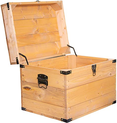 Coffret en bois avec couvercle et serrure avec clé, 30 x 20 x 15 cm (ocre)