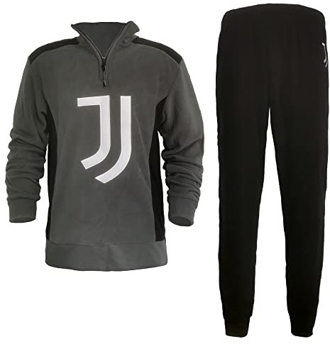 JUVENTUS Pigiama Uomo Lungo in Pile Full Zip FC Nuova Collezione Art. JU14134 (Antracite, L)