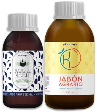 PLANTAWA Pack Ahorro Jabón Potásico 250ml + Aceite de Neem 100ml | Solución Multiusos | Fácil Aplicación y Máxima Eficacia | Versátil | Uso en Interior y Exterior | Productos de Origen Natural