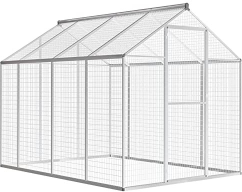 ZHOUMIN Außenvoliere, Hühnerstall, Chicken Run, Hühnerauslauf, Vogelvoliere, Auslaufgehege, Wachtelstall, Tiergehege Aussen, Aluminium 178x242x192 cm
