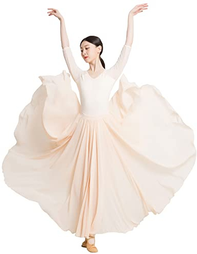ROYAL SMEELA Vestito Danza Classica Donna Abito da Ballo Contemporaneo Abiti Ballo Moderno Abito Ballo lirico Costume Danza Moderna Adulto Gonna Gradi 720+Body Classica Costume Danza contemporanea