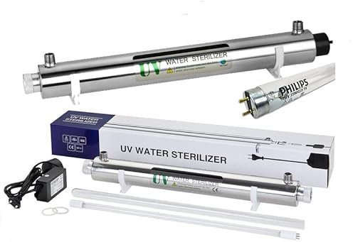 SANITLINE Filtre stérilisateur UV, désinfection de l'eau par lampe UV, désinfection pour aquariums, bassins, piscines, garantie de qualité, 25 watts