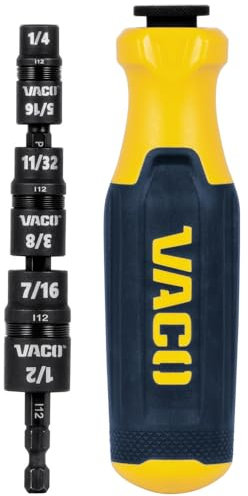 VACO VAC1070 Impact Driver, 7-in-1 SAE Multi-Bit Impact Flip Socket with Handle, 6 Easy-to-Identify Hex Driver Sizes and 1/4-Inch Bit Holder