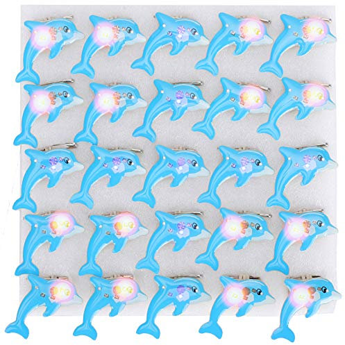 Sempoda 25 Stück Weihnachtslicht-Brosche, LED-Brosche, Festliche Weihnachts-Brosche, Partyzubehör, Delfinform, LED-Brosche, Weihnachts-Anstecker für Frauen und Mädchen, Winterurlaub, Partyzubehör