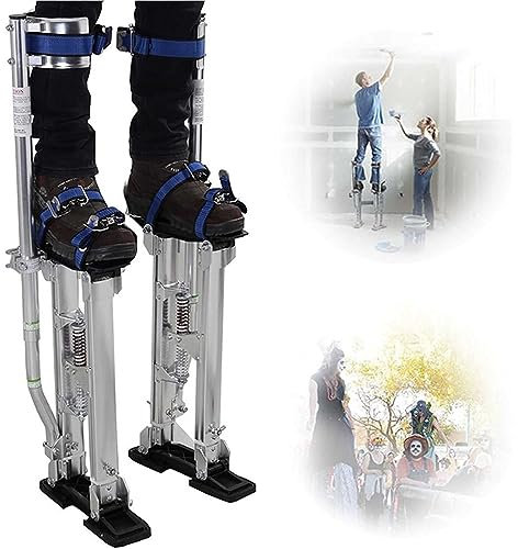 FJAUOQ Trockenbau Stelzen 46-76 cm(18-30 Zoll) / 60-102cm(20-40 Zoll) Einstellbare Aluminium Arbeitsstelzen Stelzen Arbeitsstelzen für Trockenbauer Deckenbauer Maler,Silber,38 60cm