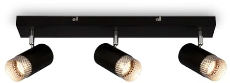 BRILONER – Deckenlampe, Deckenleuchte, Lampe, Lampenschirm Gitter, Schwenkbar, Wohnzimmerlampe, Schlafzimmerlampe, Küchenlampe, Schwarz-Chrom-Matt