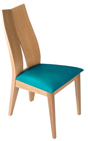 treesure Exklusiver Esszimmerstuhl aus Eiche mit Kunstlederbezug - Elegantes Design, ergonomisch geformt - Perfekt für Küche, Esszimmer, Büro oder Wohnzimmer (Eiche, Petrol)