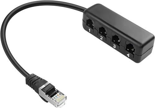 XMSJSIY adaptador de RJ45 a RJ11 RJ45 8P8C macho 1 a 4 RJ11 6P2C hembra Convertidor Ethernet conectores telefónicos adaptador divisor para servicio de red a teléfono