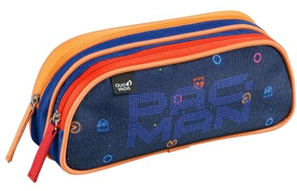 QUO VADIS - Federmäppchen – rechteckig – Pac Man – Mehrfarbig – 10 x 23 x 07 cm – Stoff (Polyester) – 2 Fächer